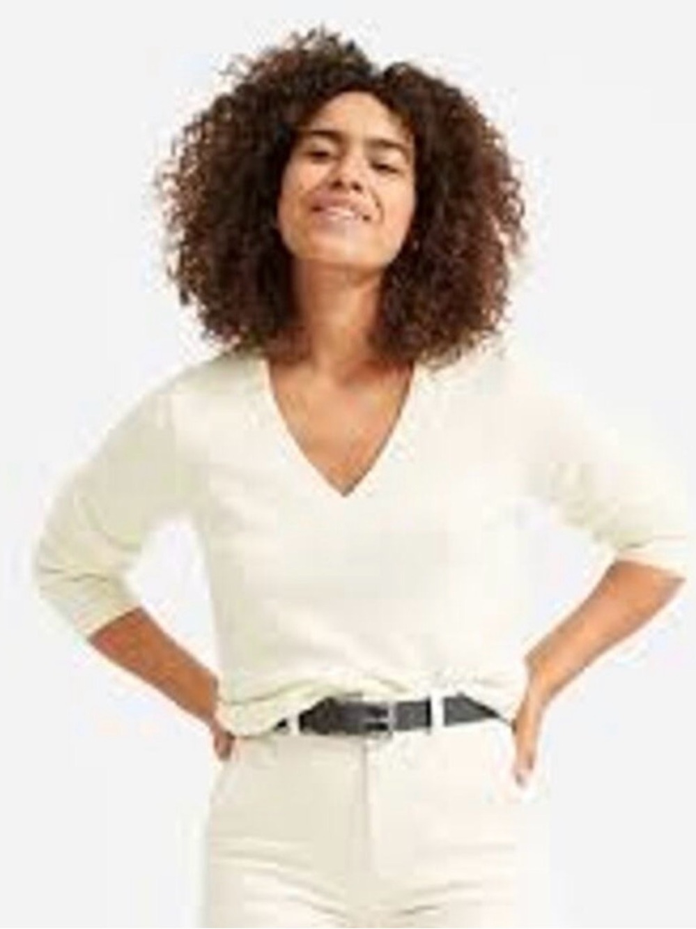 Everlane Cream V-Neck Women's Sweater